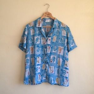 Food print Pear Retro vintage button down shirt